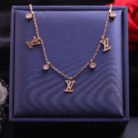 18k Rose Gold Plated LV & Zirconia Charm Necklace