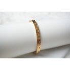 Gold CZ Floral Bangle Bracelet