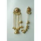 Amber Bahubali Kashmiri Earrings with Ear Chain