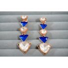 Blue Enamel & Clear Stone Drop Earrings