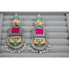 Oxidised Silver Dangler Earrings