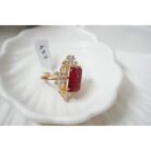 Red Square Floral Kundan Ring