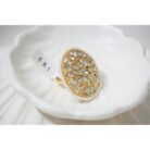 Golden Green Kundan and Pearl Ring