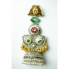 Long Dual Tone Stone Beads Drop Earrings