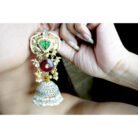 Green & Red Stone Kundan Earrings