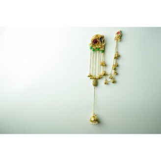 Bird Motif with Ghungroo Bell Kashmiri Earrings with Ear Chain