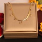 22k Gold Plated Geometric Charms with Multi Colour Zirconia Snake Chain Necklace