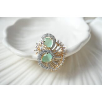 Mint Green Peacock AD Ring