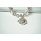 Pink Silver AD Necklace Set