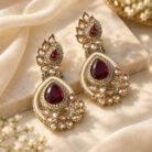 Ruby Stone AD Golden Earrings
