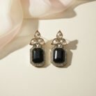 Black Tear Drop Golden Earrings