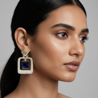 Blue AD Golden Earrings