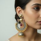 Dual Tone Ruby Kundan Earrings