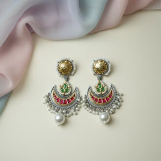 German Silver Chandbali Earrings