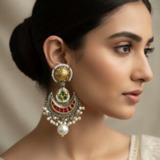 German Silver Chandbali Earrings