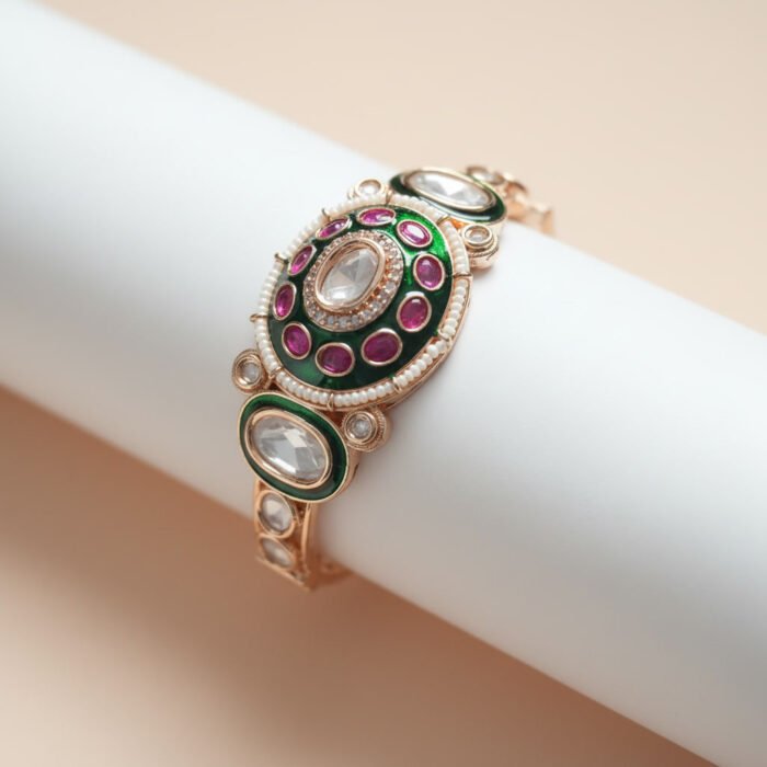 Gold Finished Polki Bracelet