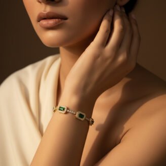 Gold Green Designer Bracelet