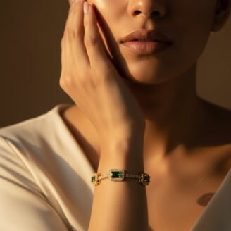 Gold Green Designer Bracelet