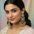 Long Dual Tone Chandbali Earrings