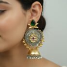 Long Dual Tone Jhumka Drop Earrings