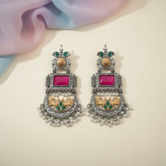 Oxidised Silver Dangler Earrings