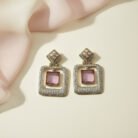 Pink AD Golden Earrings