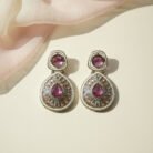 Pink Crystal Dangler Golden Earrings