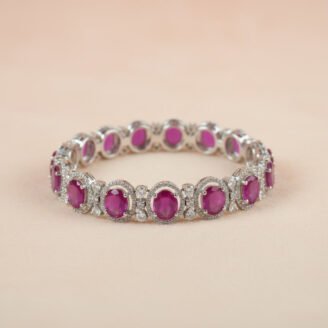 Pink Oval AD Tennis Bracelet
