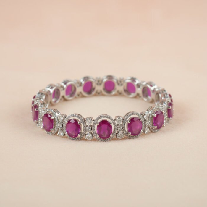 Pink Oval AD Tennis Bracelet