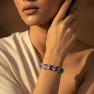 Pink Oval AD Tennis Bracelet