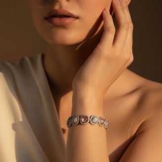 Pink & Silver Oval Bracelet