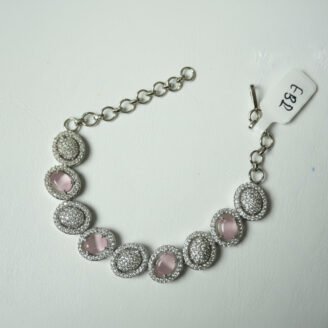 Pink & Silver Oval Bracelet