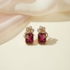 Ruby Brooch Golden Earrings