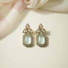 Sea Green Tear Drop Golden Earrings