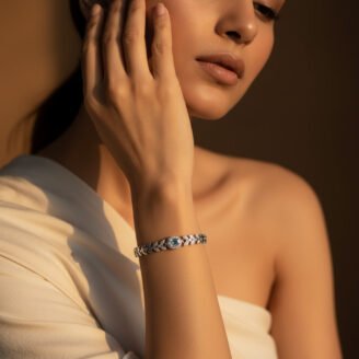 Silver Blue Topaz Tennis Bracelet