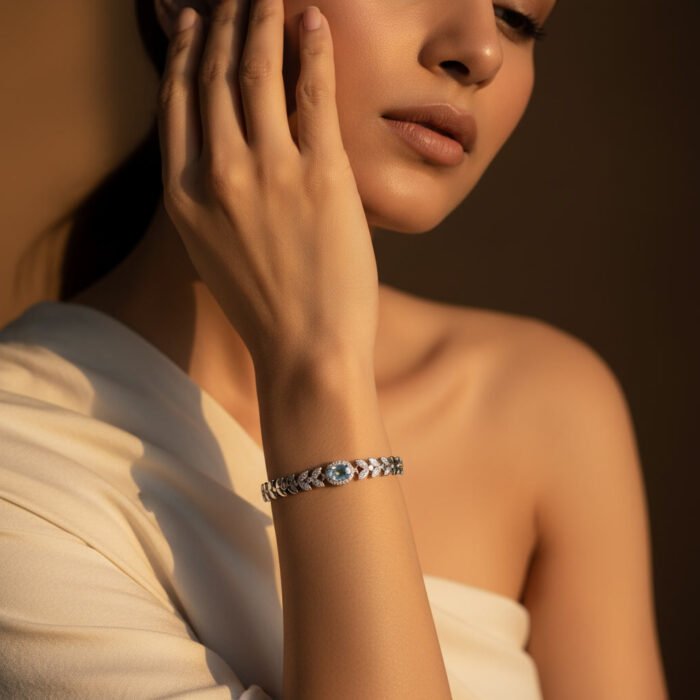 Silver Blue Topaz Tennis Bracelet