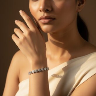 Silver Sapphire Heart Bracelet