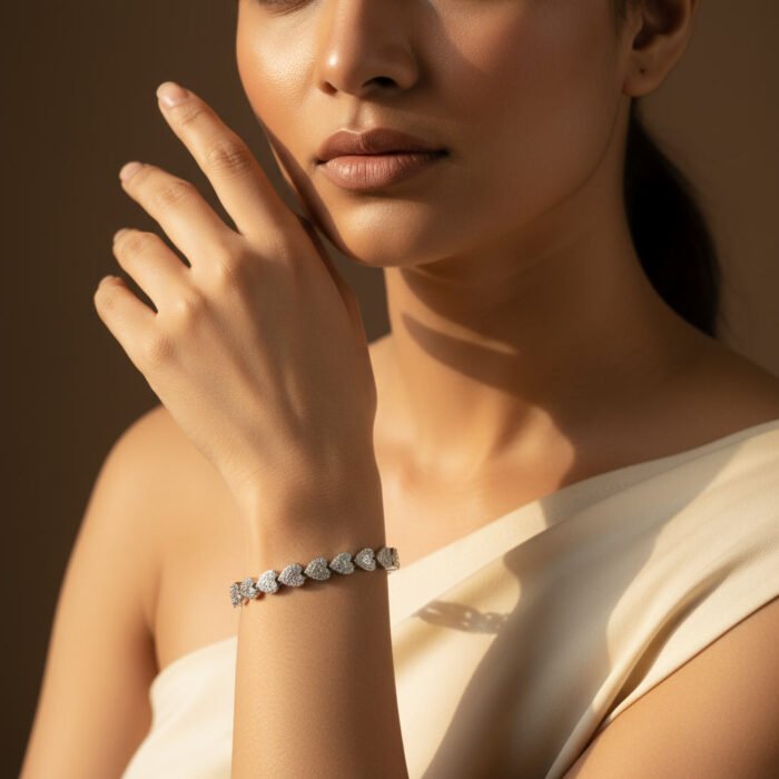 Silver Sapphire Heart Bracelet
