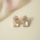 White Brooch Golden Earrings