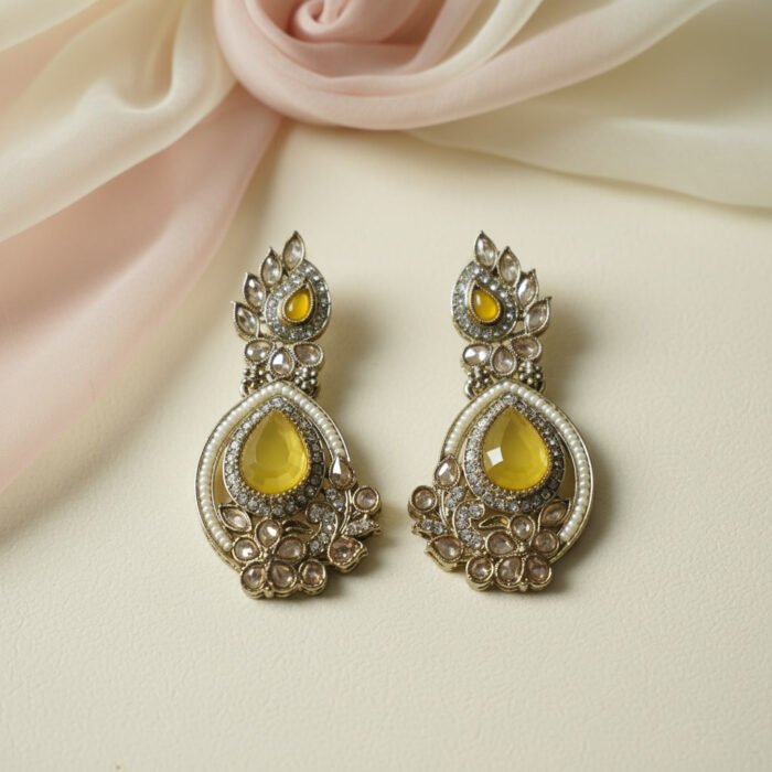 Yellow Stone AD Golden Earrings