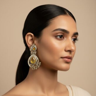 Yellow Stone AD Golden Earrings