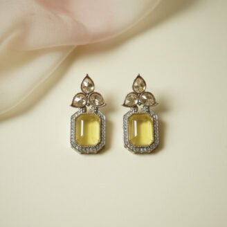 Yellow Tear Drop Golden Earrings