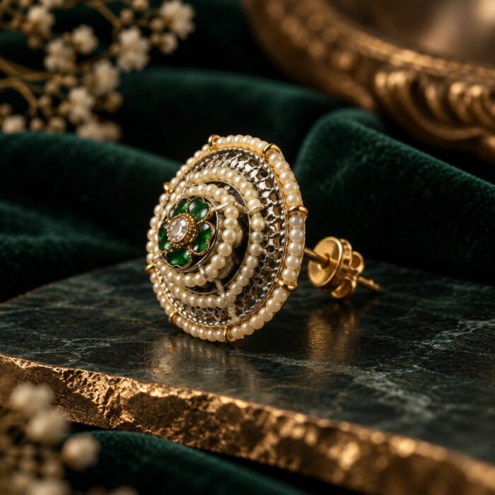 Green Jadau Kundan Earrings Green Jadau Kundan Earrings