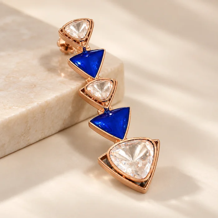 Blue Enamel & Clear Stone Drop Earrings Blue Enamel & Clear Stone Drop Earrings