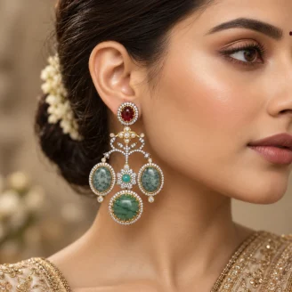 Jade & Ruby Vintage Earrings