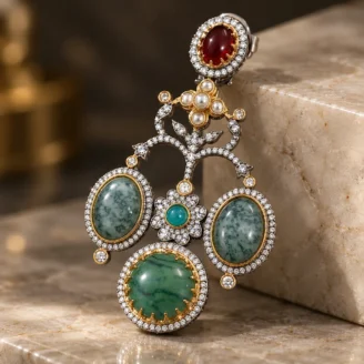 Jade & Ruby Vintage Earrings