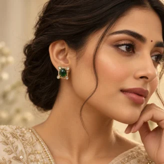 Green Stud Earrings