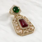 Green & Red Gemstone Statement Earrings