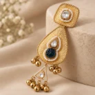 Blue Stone Gold Plated Kundan Earrings