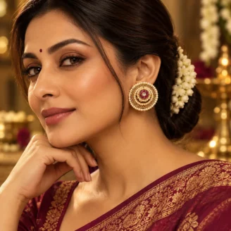 Pink Jadau Kundan Earrings